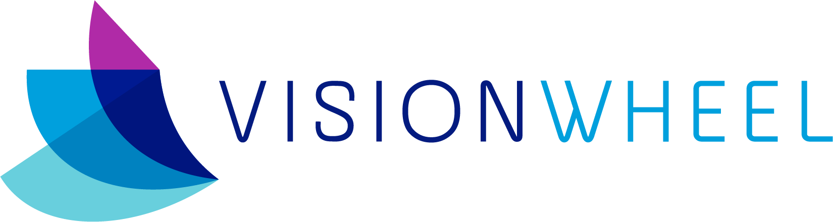 This image displays the logo for Vision Wheel, an internal communications agency specialized in creating one-of-a-kind employee experiences, result-defining employee education and long-lasting employee engagement.