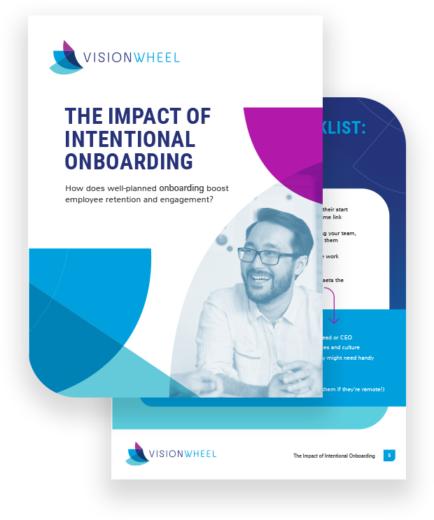 This image displays the title page for a white paper discussing how well-planned onboarding can boost employee engagement and retention. The paper is called "The Impact of Intentional Onboarding"